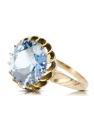 Aquamarine 8-кактовое желтое золото Кольцо Винтаж vrc035x-aq Art Deco Советский винтажный стиль украшений Ар-деко